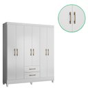 Ver imagem 3 de Guarda Roupa Roupeiro Casal Panama 6 Portas 2 Gavetas Branco Acetinado - Moval