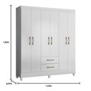Ver imagem 6 de Guarda Roupa Roupeiro Casal Panama 6 Portas 2 Gavetas Branco Acetinado - Moval
