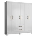 Ver imagem 1 de Guarda Roupa Roupeiro Casal Panama 6 Portas 2 Gavetas Branco Acetinado - Moval
