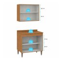 Ver imagem 5 de Cozinha Compacta Paris 2 Portas MDP-MDF 80cm Freijó e Branco Menu Móveis
