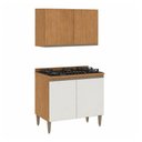 Ver imagem 6 de Cozinha Compacta Paris 2 Portas MDP-MDF 80cm Freijó e Branco Menu Móveis