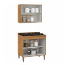 Ver imagem 2 de Cozinha Compacta Paris 2 Portas MDP-MDF 80cm Freijó e Branco Menu Móveis