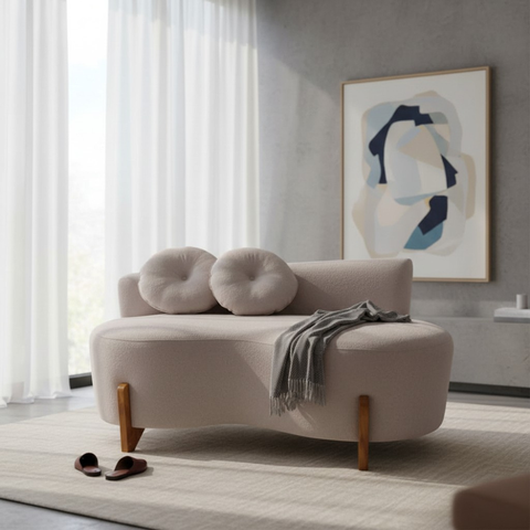 Namoradeira Sofá Feijão Lounge 120cm Orgânica Suede Capuccino