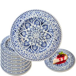 Conjunto 4 Pratos Sobremesa em Melamina Resistente Dura Vida Toda Decorado Luxo Não Risca Não - 1