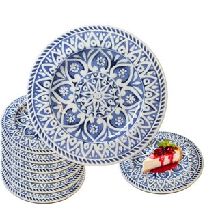 Conjunto 4 Pratos Sobremesa em Melamina Resistente Dura Vida Toda Decorado Luxo Não Risca Não