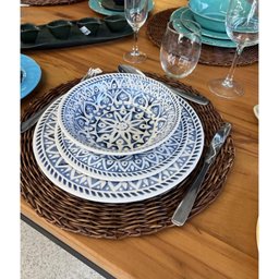 Conjunto 4 Pratos Sobremesa em Melamina Resistente Dura Vida Toda Decorado Luxo Não Risca Não - 3