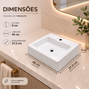 Ver imagem 3 de Cuba Quadrada com Deck Torneira de Sobrepor em Plástico Pia para Banheiro Lavabo Branco Lh Móveis