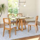 Ver imagem 5 de Mesa de Jantar 1,35 m 4 Lugares com Tampo de Vidro 100% MDF Dalla Costa Cor:Off White com Freijó