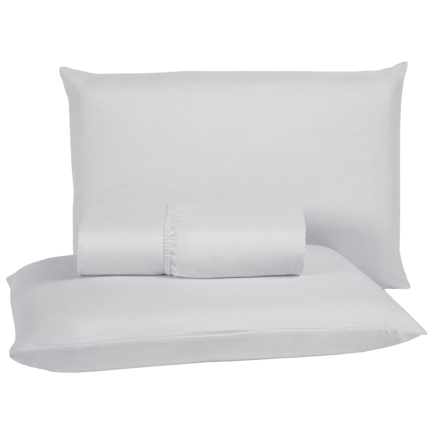 Jogo de Cama Lençol Queen 400 Fios Poliéster 3 Peças Conjunto com Elástico e Fronhas:branco