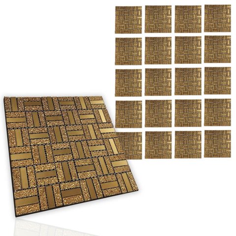 Pastilha de Vidro Adesiva Kit 20 Uni Parede Sala Cozinha Banheiro Decorativa Facil Aplicacao Moderna