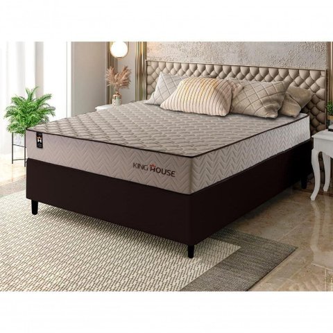 Cama Box Espuma San Diego Casal 138x188 Marrom King House