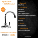 Ver imagem 3 de Torneira Parede Cozinha Tanque Prata Plástico Abs Gold Sand