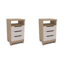 Ver imagem 2 de Kit 2 Mesas de Cabeceira 3 Gavetas 100% MDF Barcelona Marrom