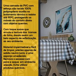 Toalha de Mesa Térmica Pvc Xadrez Jantar Cozinha 1,40 X 2,20 Id Decor Xadrez Preto - 3