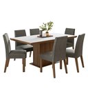 Ver imagem 2 de Conjunto Sala de Jantar Tampo de Madeira 6 Cadeiras Rustic/Branco/Silver Grasse Madesa