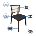 Ver imagem 2 de Cadeira de Jantar em Tela Premium Madeira Maciça Manuela:preto Facto/mel