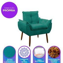 Poltrona Decorativa Sala de Estar Escritório Quarto Prime Cor: Azul Turquesa - 3
