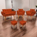 Ver imagem 1 de Kit Namoradeira 2 Poltronas e 2 Puffs para Sala Manicure Consultório Alice Suede