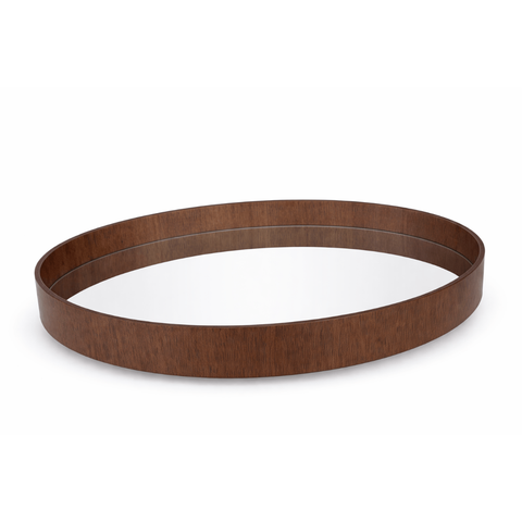 Bandeja Oval 45cm em MDF com Espelho Topazio Média Oona Design Castanho