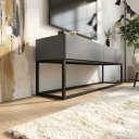 Ver imagem 4 de Rack de Sala de Estar para TV até 50 Polegadas Cinza MDF com 2 Gavetas Pés de Ferro Preto