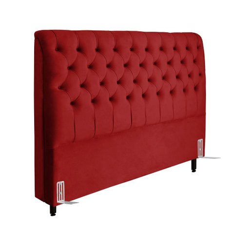 Cabeceira de Cama Box Casal 138 Cm Padua Tecido Suede Veludo Vermelho