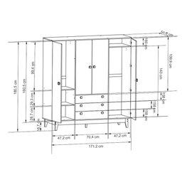 Guarda Roupa Casal Retrô Vintage Preto - Olivar Móveis - 3