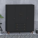 Ver imagem 1 de Guarda Roupa Casal Retrô Vintage Preto - Olivar Móveis