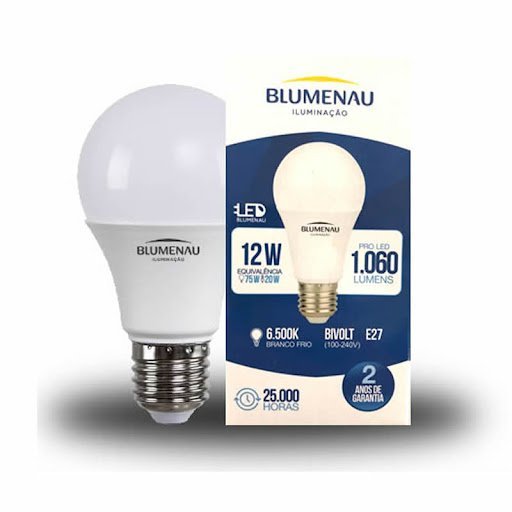 Kit 10 Lâmpada LED 12W Bulbo E27 6500K Branco Frio Blumenau - 3