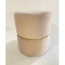 Ver imagem 1 de Puff Banqueta Redondo Luxo Cinta Dourada Decorar Sala Moveis (inca Bege)