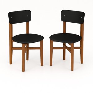 Kit 2 Cadeiras em Madeira Maciça Elisa para Sala de Jantar Preto