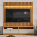 Ver imagem 1 de Estante para Tv até 75 Polegadas Colina 2 Gavetas com Led 180 Cm Nature/off White - Pnr Móveis