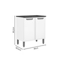 Ver imagem 2 de Balcão de Cozinha P/ Cooktop C/ Tampo Bella C/ 2 Portas 80cm Branco - Bertolini