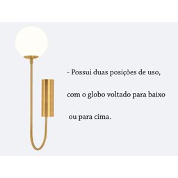 Kit 4 Arandela Globo Vidro Branco Haste Dourada Curva Lup23 - 7