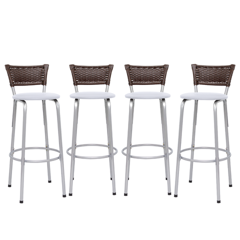 Kit 4 Bancos Alto Tamborete para Balcão Junco Argila Àrea de Lazer Ilha Bancada bar churrasqueira