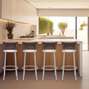 Ver imagem 6 de Kit 4 Bancos Alto Tamborete para Balcão Junco Argila Àrea de Lazer Ilha Bancada bar churrasqueira