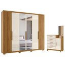 Ver imagem 1 de Guarda Roupa Casal Araguaia e Cômoda Lisboa Freijó Off White com Espelho - Moval