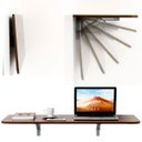 Ver imagem 1 de Mesa Dobrável Retrátil de Parede 80x41 cm Castanho Suporte em Aço com Gatilho