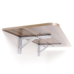 Mesa Dobrável Retrátil de Parede 80x41 cm Castanho Suporte em Aço com Gatilho - 3