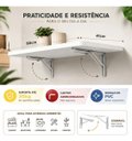 Ver imagem 2 de Mesa Dobrável Retrátil de Parede 80x41 cm Castanho Suporte em Aço com Gatilho