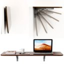 Ver imagem 1 de Mesa Dobrável Retrátil de Parede 80x41 cm Castanho Suporte em Aço com Gatilho