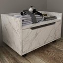 Ver imagem 2 de Balcao Gabinete 60 Cm 1 Gaveta e 4 Rodizios Bn3647 Marmore Branco Tecno Mobili