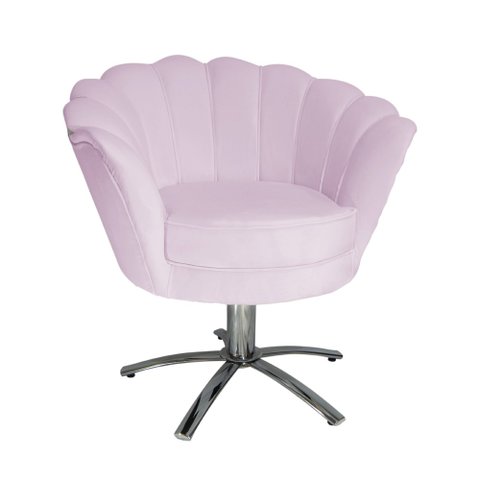Poltrona Decorativa Pétala Base Giratória Metal Suede Rosê Mz Decor