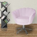 Ver imagem 4 de Poltrona Decorativa Pétala Base Giratória Metal Suede Rosê Mz Decor