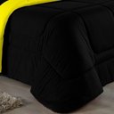 Ver imagem 2 de Kit Edredom Dupla Face + Jogo de Lençol Casal Nobre 7 Peças Malha 100% Algodão - Preto / Amarelo