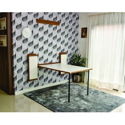 Conjunto mesa Dobrável de Parede 5 Lugares (1,40 metros) + Bancos Branco / Noronha - 2