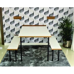 Conjunto mesa Dobrável de Parede 5 Lugares (1,40 metros) + Bancos Branco / Noronha - 3