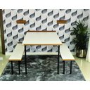 Ver imagem 3 de Conjunto Mesa Dobrável de Parede 5 Lugares (1,40 Metros) + Bancos Branco / Noronha