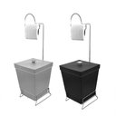 Ver imagem 1 de Kit 2 Lixeiras com Suporte de Papel Higiênico - Stolf Preto + Cinza