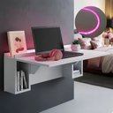 Ver imagem 4 de Escrivaninha Mesa Dobrável com Nichos e LED Rosa Neon 78,5cm Branco