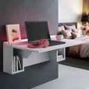 Ver imagem 1 de Escrivaninha Mesa Dobrável com Nichos e LED Rosa Neon 78,5cm Branco